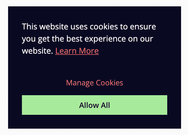 Enzuzo Data Privacy and Trust Cookie Banner Example